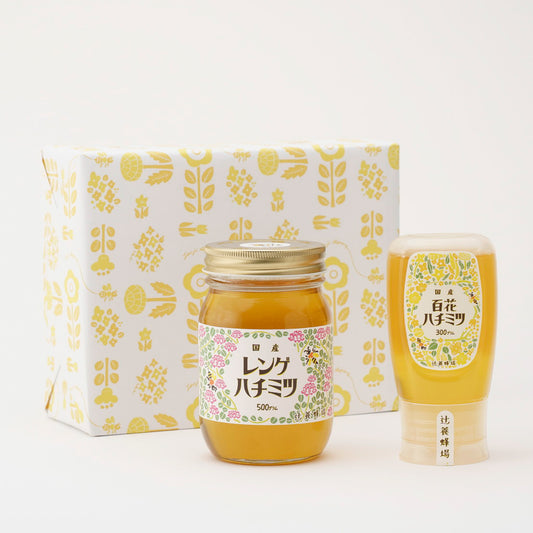 レンゲハチミツ(500g) + 百花ハチミツ(300g)